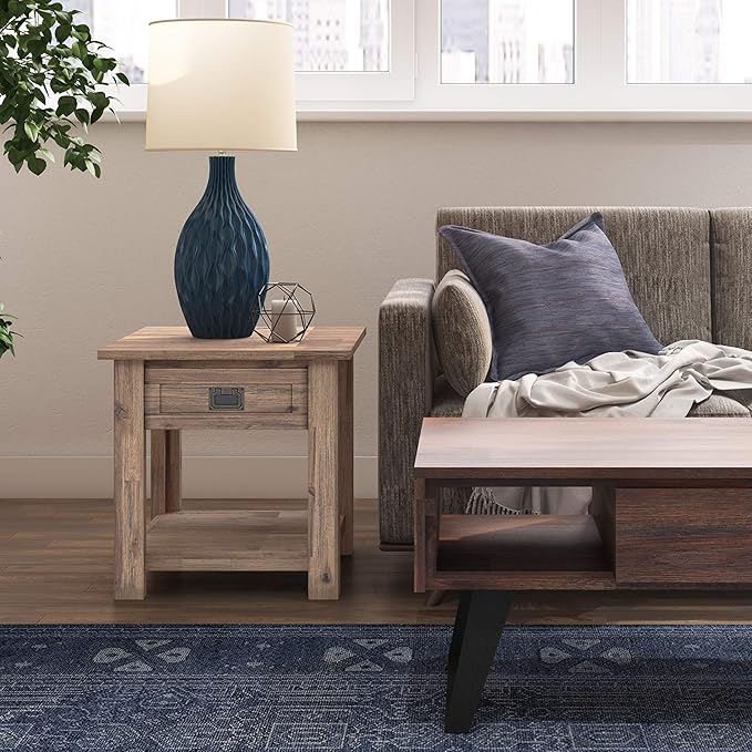 SIMPLIHOME Monroe SOLID ACACIA WOOD 22 inch Wide Square Rustic End Table in - Image 2