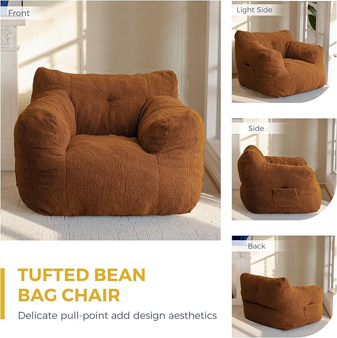 MAXYOYO Bean Bag Chair, Tufted Bean Bag Sofa - Image 8