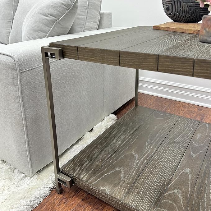 Roundhill Furniture Corbeta Living Room, End Tables, Aged Graphite - Image 6