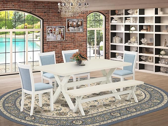 East West Furniture X027MZ015-6 6 Piece Kitchen Table Set Contains a Rectangle - Image 2