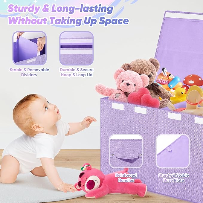 Extra Large Toy Box, Toy Chest for Kids Boys Girls, Collapsible Sturdy Storage - Image 4