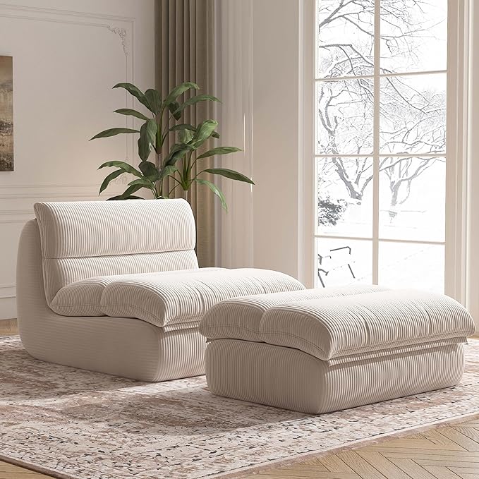 Bean Bag Chair with Ottoman, Cozy Comfy Reading Nook Chairs, Ultra Soft by Unknown