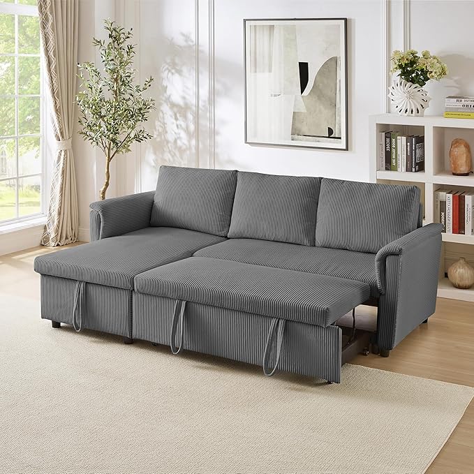 Ball & Cast Reversible Sectional Sofa Couch, L-Shape Sleeper Sofa Bed - Image 3