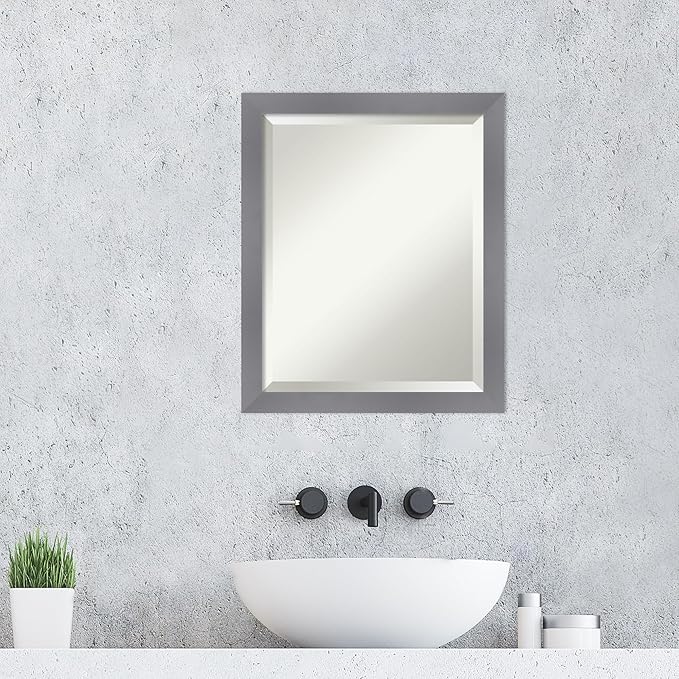 Amanti Art Grey Wall Mirror 23x19 Edwin Grey Rectangle Bathroom Mirror - Image 6