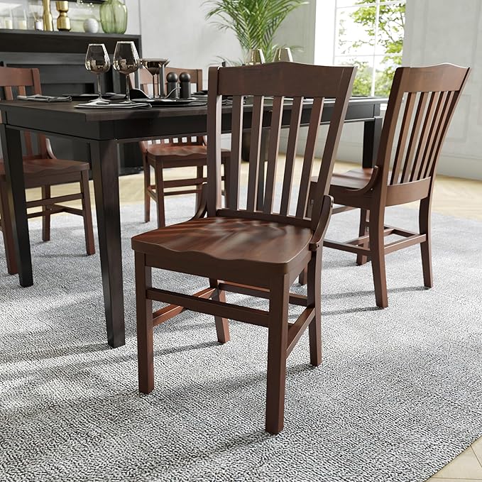 Flash Furniture Hercules Series School House Back Mahogany Wood Dining Chair - Image 7
