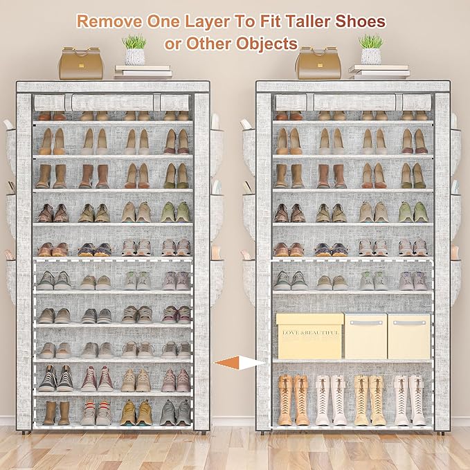 Shoe Rack 10Tier Large Capacity 50-56Pairs Beautiful Tall Shoe Shelf Free - Image 8