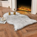 duduta White Black Faux Sheepskin Throw Rug 2x3 ft, Fluffy Shag Fur Chair Cover by Duduta