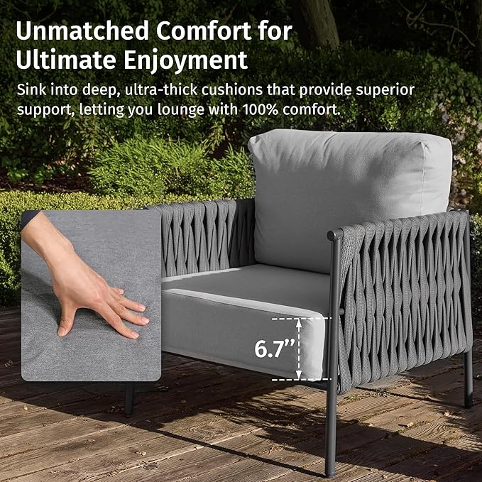 EAST OAK 3-Piece Patio Furniture Set | Armchairs & Coffee Table | Outdoor - Image 2