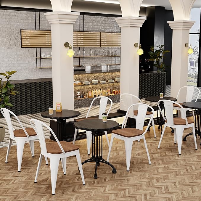 18 Inch Metal Dining Chairs, Arlunar Farmhouse Chairs Set of 4 White Dining - Image 5