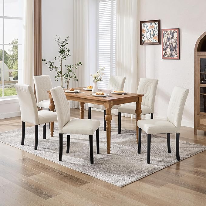VECELO Upholstered Dining Chairs Set of 2, Modern Accent Parsons - Image 7