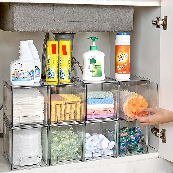 Vtopmart 8 Pack Stackable Under Sink Organizer Drawers, Baby Bottles, Cleaning - Image 5