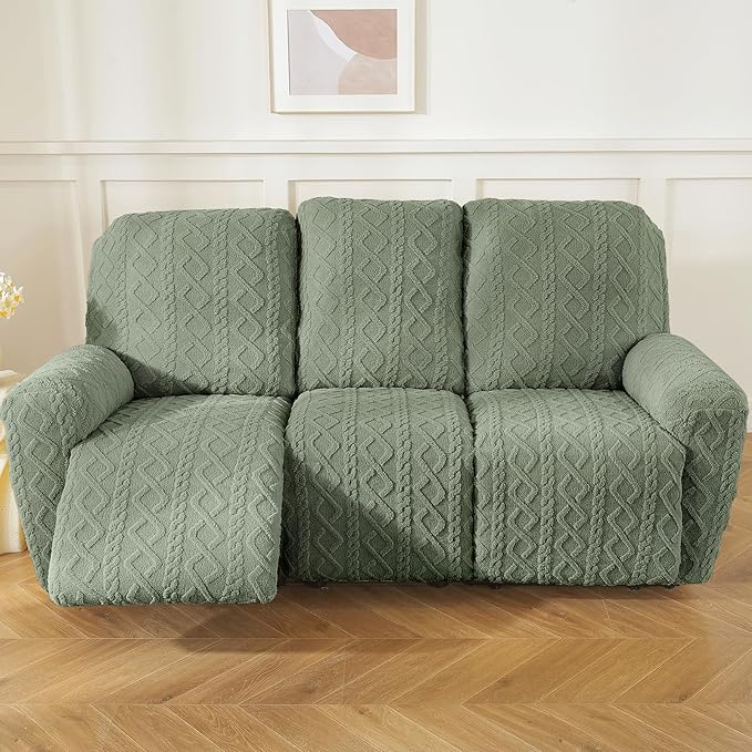 vctops 8 Pieces Geometric Jacquard Plush Recliner Sofa Covers Soft Fuzzy Fluffy - Image 6