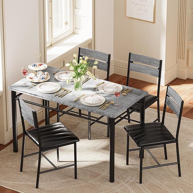 IRONCK Dining Table Set for 4, Wood Kitchen Table - Image 3