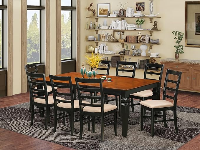 East West Furniture LGPF9-BCH-C 9 Piece Dining Table Set Includes a Rectangle - Image 2