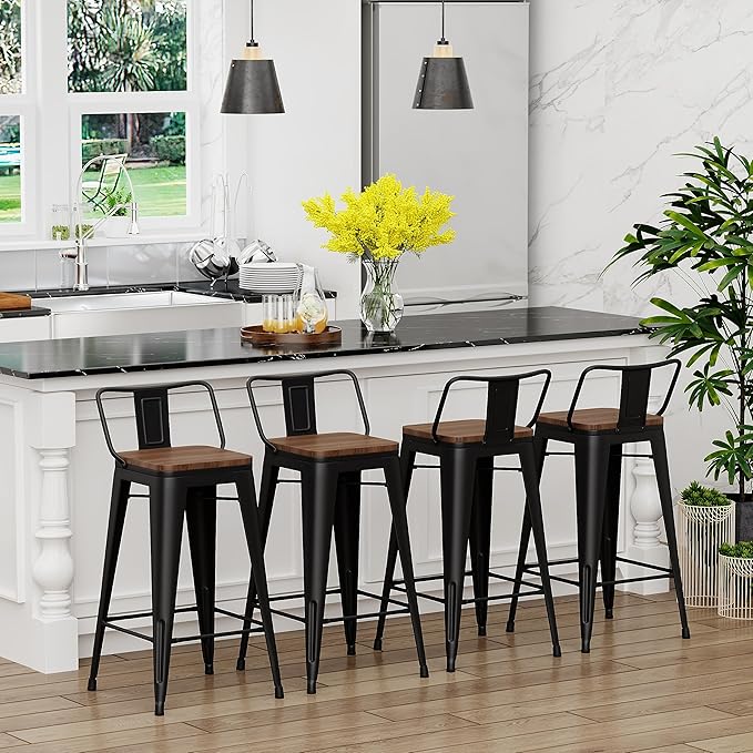 Yongchuang 26 inch Bar Stools Set of 4 Kitchen Counter Height Barstools - Image 4