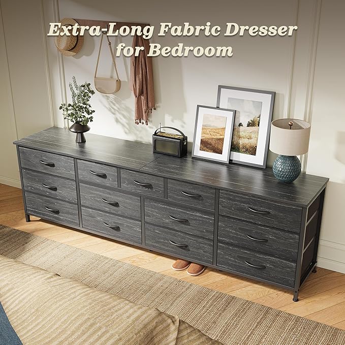 Huuger 70 Inch Dresser for Bedroom, TV Stand for 65, 80 Inch TV, 13 Fabric - Image 5