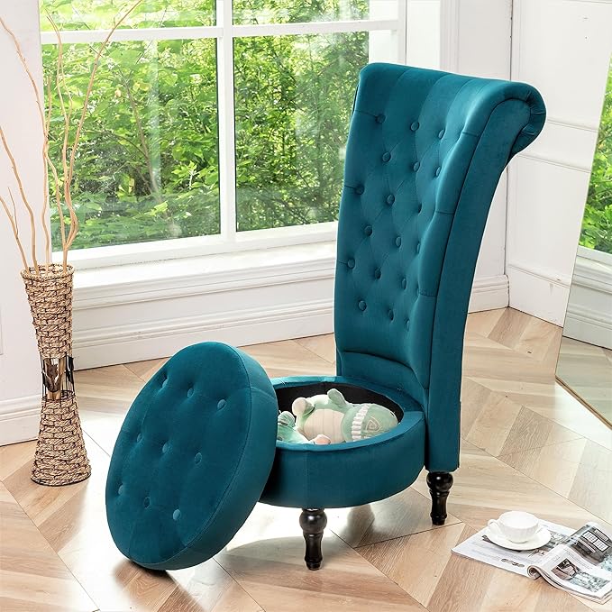 Container Furniture Royal High-Back Velvet Accent Chair - Image 9