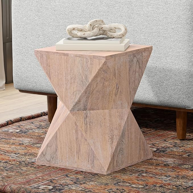 SIMPLIHOME Sutton 14-inch Wide Solid Mango End Table in Cerused Natural - Image 2
