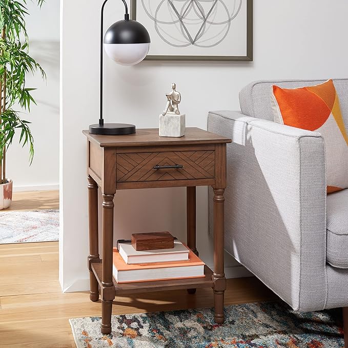 SAFAVIEH Home Collection Peyton Brown 1-Drawer Lower Shelf Accent Table ACC5704C - Image 2
