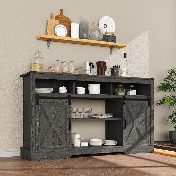 RoyalCraft Farmhouse TV Stand for 23" Fireplace, Dark Grey - Image 5