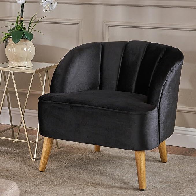 Ball & Cast Velvet Accent Chair, Modern Lounge Living Room Chairs - Image 5
