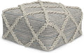 SIMPLIHOME Cowan Contemporary Square Pouf in Grey, Natural Handloom Woven by SimpliHome