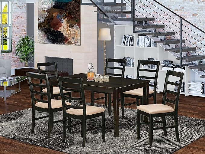 East West Furniture CAPF7-CAP-C 7 Piece Dining Table Set Consist of a Rectangle - Image 2