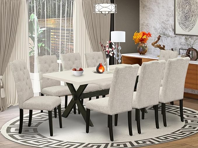 East West Furniture X627EL635-9 9 Piece Dining Room Table Set Includes a - Image 2