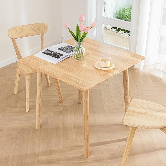 DELAVIN 29.5" Solid Wood Dining Table, Square Kitchen Desk, Modern Dining Table by DELAVIN