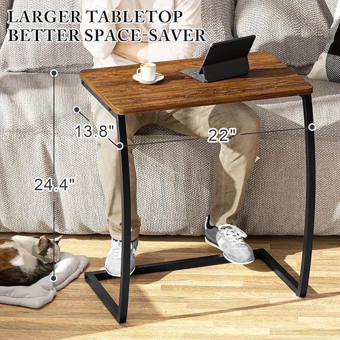 SRIWATANA Side Table, End Table, Vintage C-Shaped Couch Table - Image 3