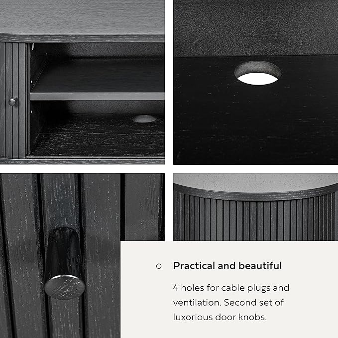 WERMO 55’’ Black TV Stand with Storage and Shelves - Image 8