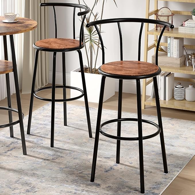 VECELO Bar Stools Set of 2, Swivel Counter Stools - Image 6