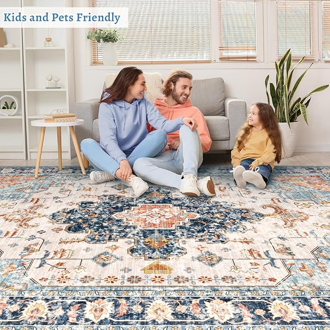Tangsoo 4x6 Area Rug for Living Room, Washable Vintage Indoor, Distressed - Image 8