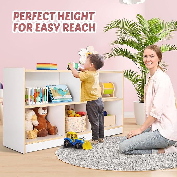 Toy Storage Organizer for Kids, 5-Compartment Wooden Storage Cabinet, Children - Image 4