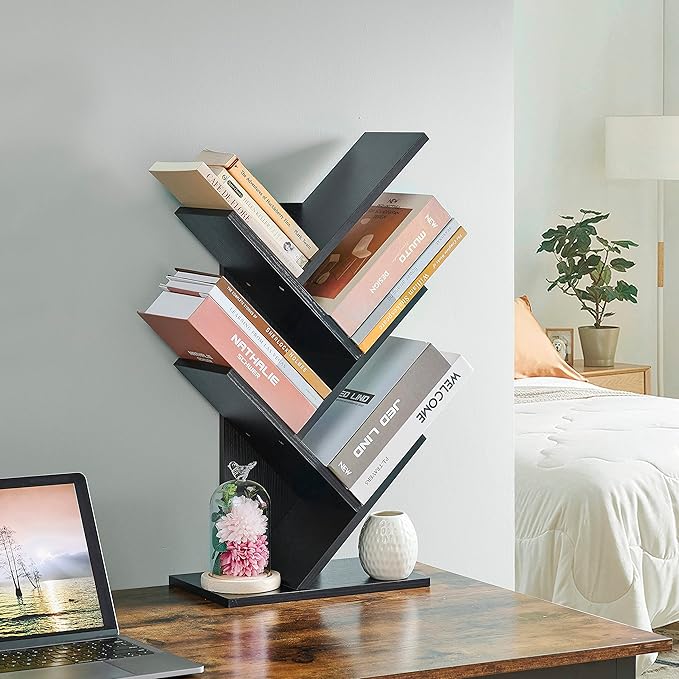 Hoctieon 4 Tier Tree Bookshelf, 4 Shelf Bookcase, Free Standing Tree Bookcase - Image 2