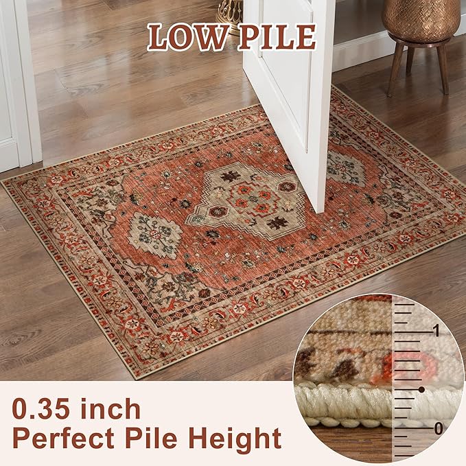 Boho Small Area Rug, 2x3 Washable Rug - Image 4