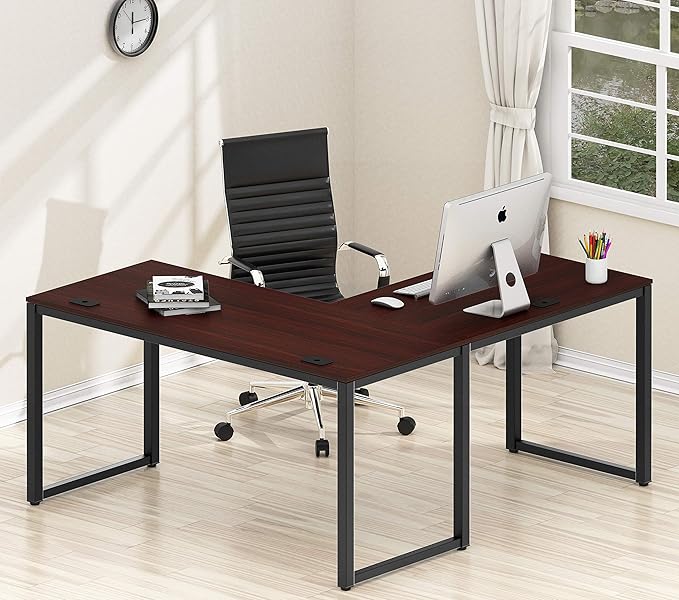 SHW 55 x 60 Inches Commercial-Grade L-Shape Corner Office Computer Desk - Image 2