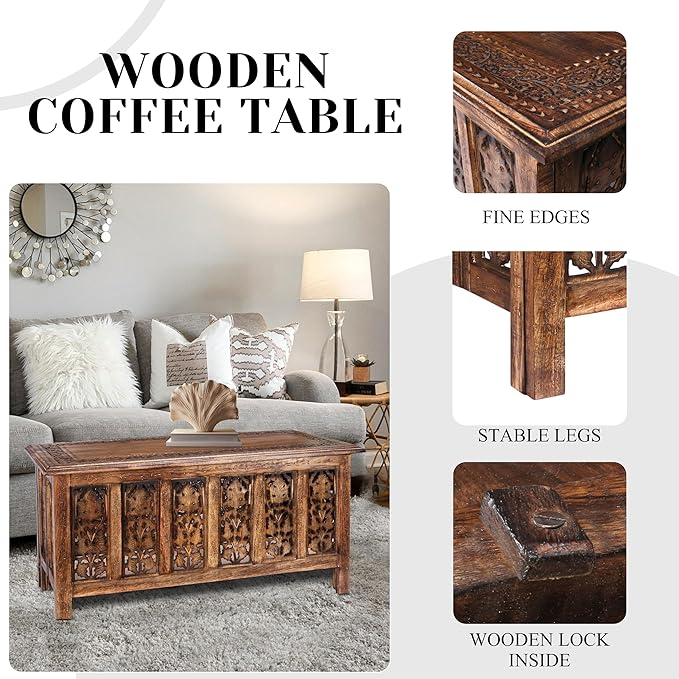Rectangular Wooden Coffee Table, Modern Wooden Coffee Table, Center Tables - Image 4