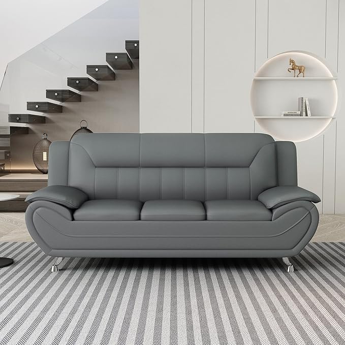 Container Furniture Direct Michael Modern Faux Leather Upholstered Stainless - Image 6