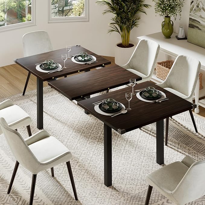 Feonase 63" Extendable Kitchen Table, Modern Farmhouse Dining Table by FEONASE