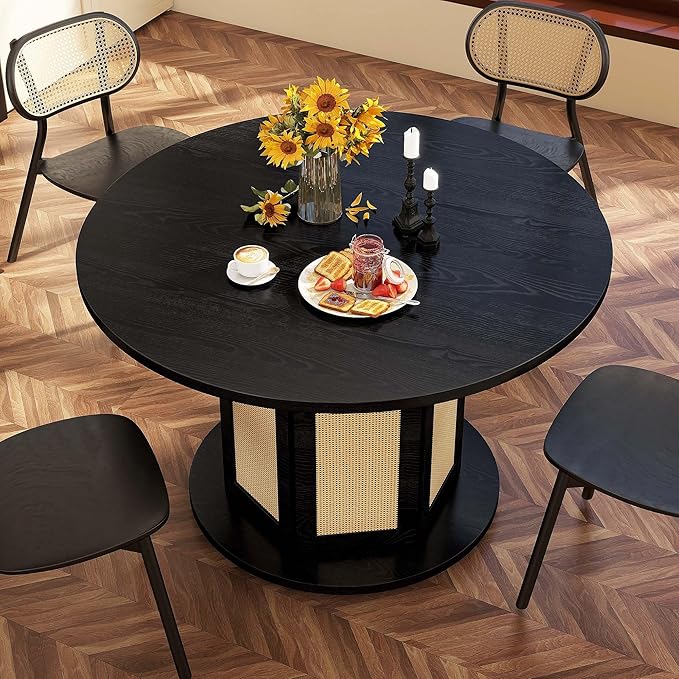 DWVO Round Dining Table for 4-6 People 47 Inch Farmhouse Kitchen Table - Image 5