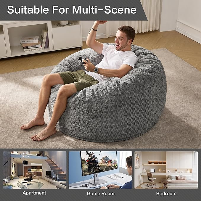 Hobestluk 4ft Bean Bag Chairs for Adults Large Beanbag Chair - Image 6