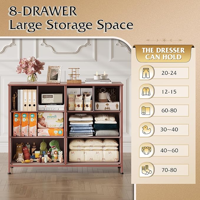 WLIVE 8 Drawer Dresser for Bedroom, Wide Fabric Dresser Storage Organizer - Image 4