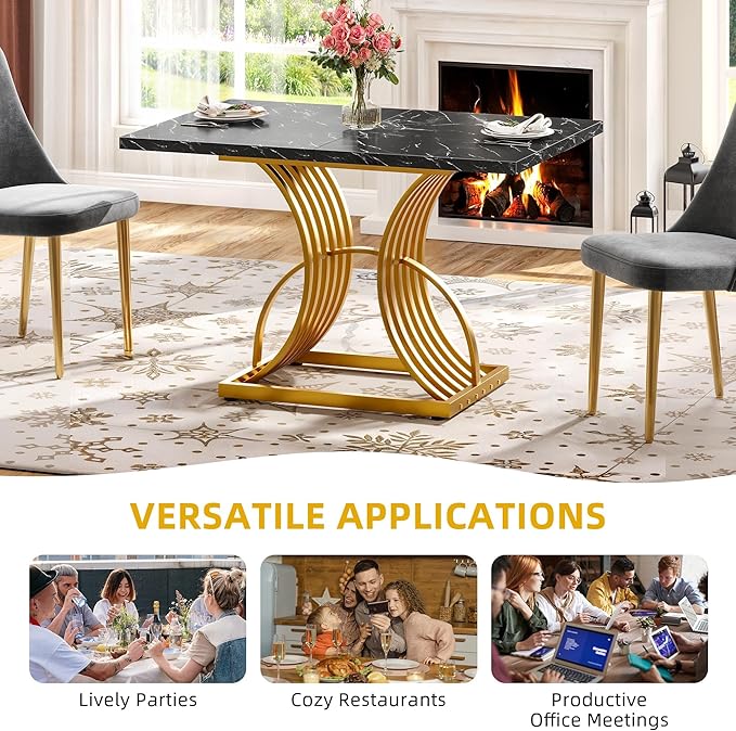 DWVO Modern Dining Table for 4 People 47 Inch Rectangular Kitchen Table - Image 5