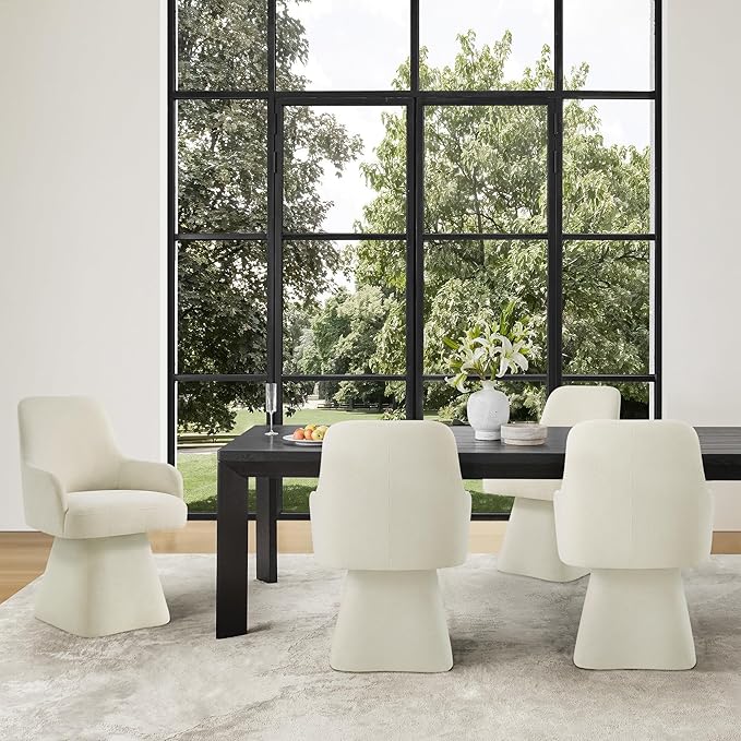 Swivel Dining Chairs Set of 2, Mid Century Modern Chairs Fabric Upholstered - Image 7