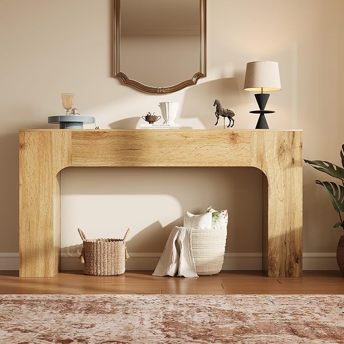 63 Inch Farmhouse Long Console Table, Wooden Sofa Table - Image 2