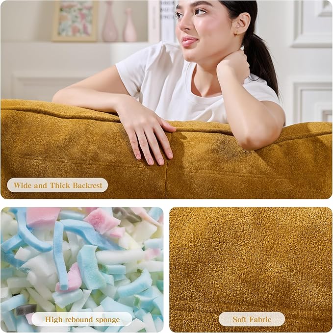 Bean Bag Chair with Ottoman, Comfy Bean Bag Sofa with Memory Foam, Lazy BeanBag - Image 7