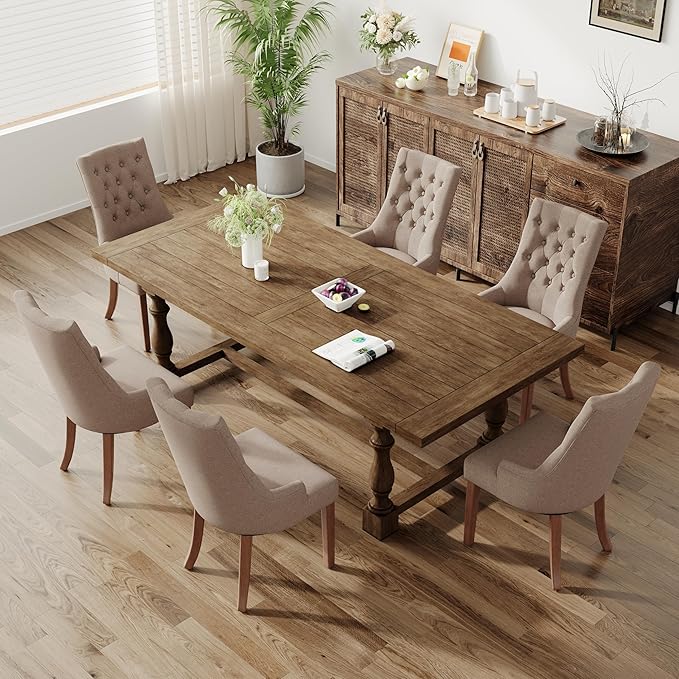 COLAMY Wingback Upholstered Dining Chairs Set of 6, Fabric Side Dining Room - Image 3