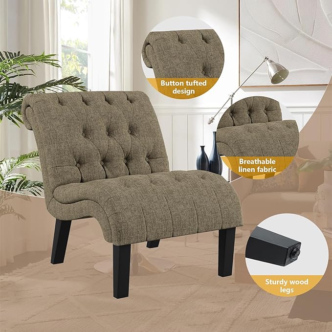 Yongqiang Accent Chairs Set of 2 Modern Armless Living Room Bedroom Side Chairs - Image 7