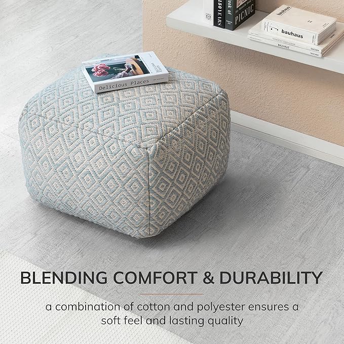 Anji Mountain 22"x22"x16" Handmade & Handcrafted Ottoman Pouf Comfortable Pouf - Image 5